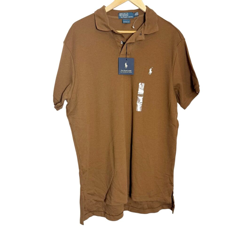 Polo Ralph Lauren Brown Custom Fit Short Sleeve Cotton Polo Shirt Size Large